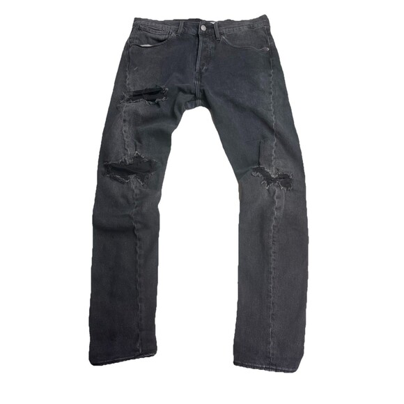Levis LEG 512 Engineered Jeans Mens 32x30 Distressed Black Twisted Seam Button